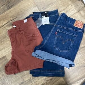 Brand New! Lee Skirt, Levis shorts and Supplies shorts.